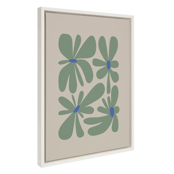 Kate & Laurel Sylvie Colorful Abstract Retro Floral Groovy Green Framed Canvas By The Creative Bunch Studio
