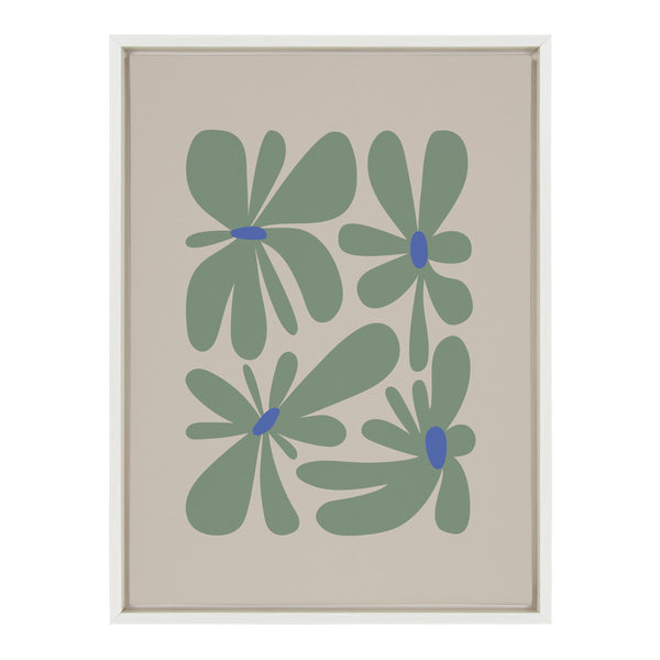 Kate & Laurel Sylvie Colorful Abstract Retro Floral Groovy Green Framed Canvas By The Creative Bunch Studio