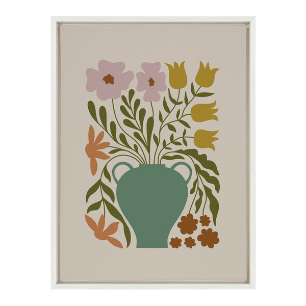 Kate & Laurel Sylvie Colorful Abstract Retro Floral Multicolored Framed Canvas By The Creative Bunch Studio