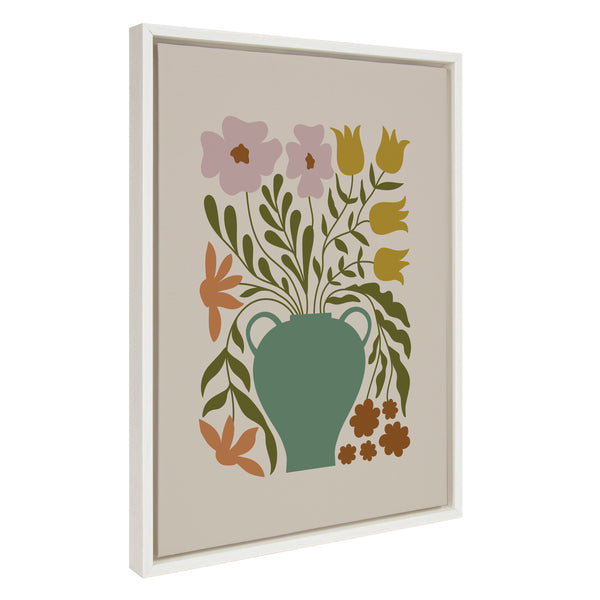 kate & laurel Sylvie Colorful Abstract Retro Floral Multicolored Framed Canvas by The Creative Bunch Studio