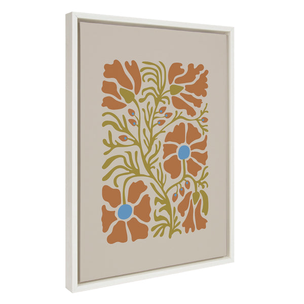 Kate & Laurel Sylvie Colorful Abstract Retro Floral Orange Framed Canvas By The Creative Bunch Studio
