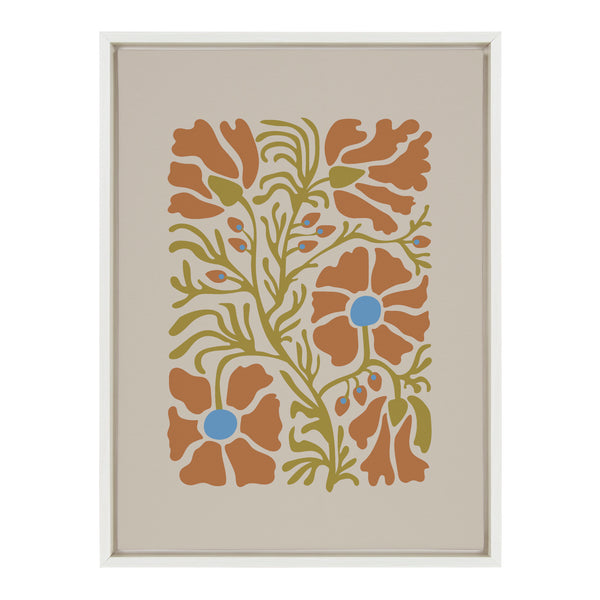 Kate & Laurel Sylvie Colorful Abstract Retro Floral Orange Framed Canvas By The Creative Bunch Studio