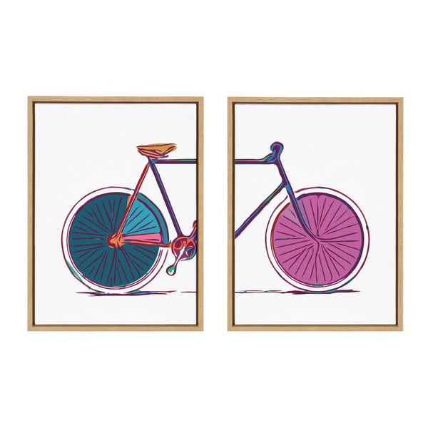 kate & laurel Sylvie Colorful Bike Left and Right Framed Canvas Set by Apricot and Birch