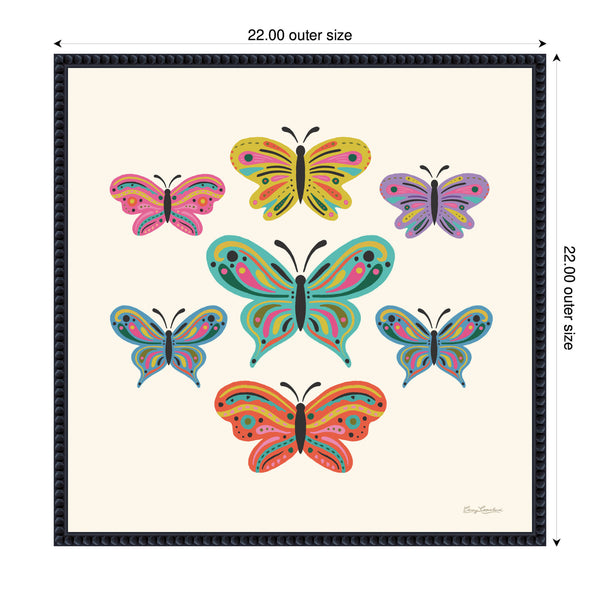 Kate & Laurel Sylvie Colorful Boho Butterflies Framed Canvas By Carey Copeland