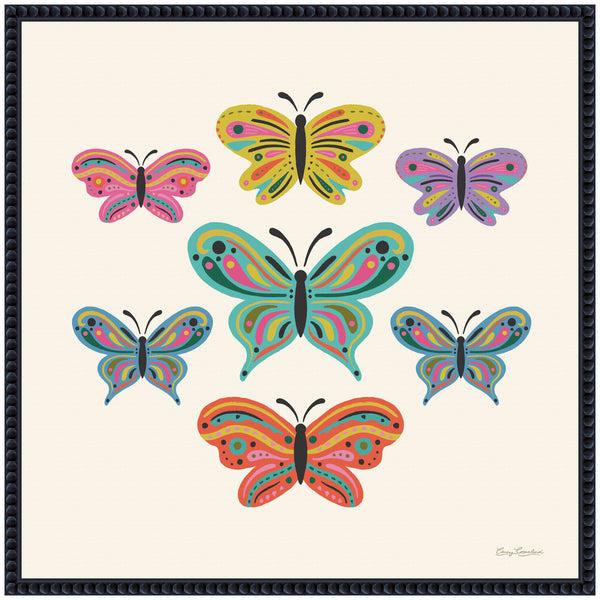 Kate & Laurel Sylvie Colorful Boho Butterflies Framed Canvas By Carey Copeland