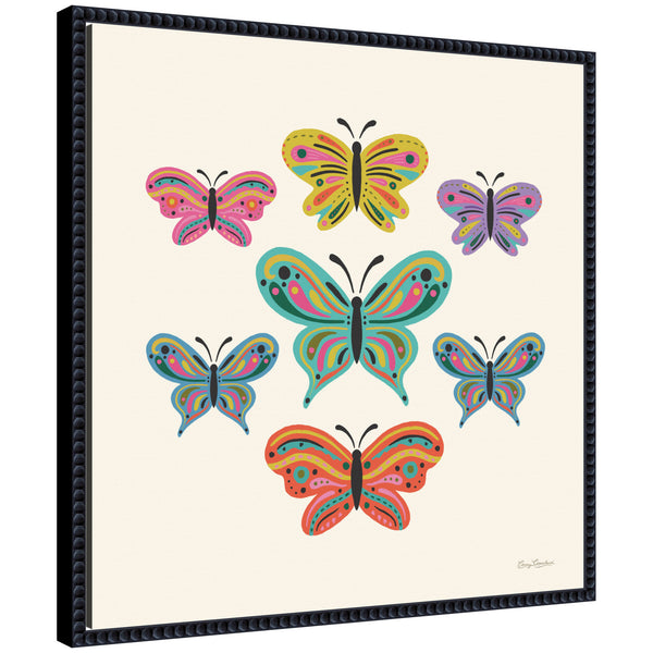 kate & laurel Sylvie Colorful Boho Butterflies Framed Canvas by Carey Copeland