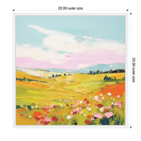 Kate & Laurel Sylvie Colorful Meadow Landscape Framed Canvas By The Creative Bunch Studio