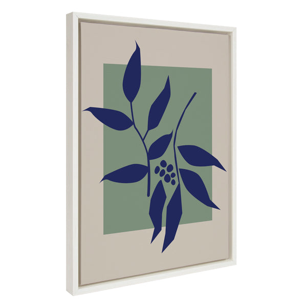 Kate & Laurel Sylvie Colorful Retro Botanical Green And Blue Framed Canvas By The Creative Bunch Studio
