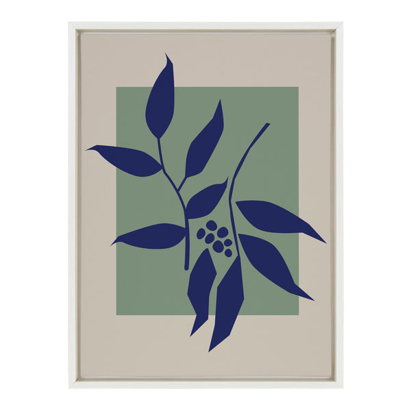 Kate & Laurel Sylvie Colorful Retro Botanical Green And Blue Framed Canvas By The Creative Bunch Studio