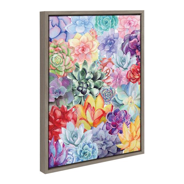 Kate & Laurel Sylvie Colorful Succulents Framed Canvas By Maja Mitrovic Of Makes My Day Happy