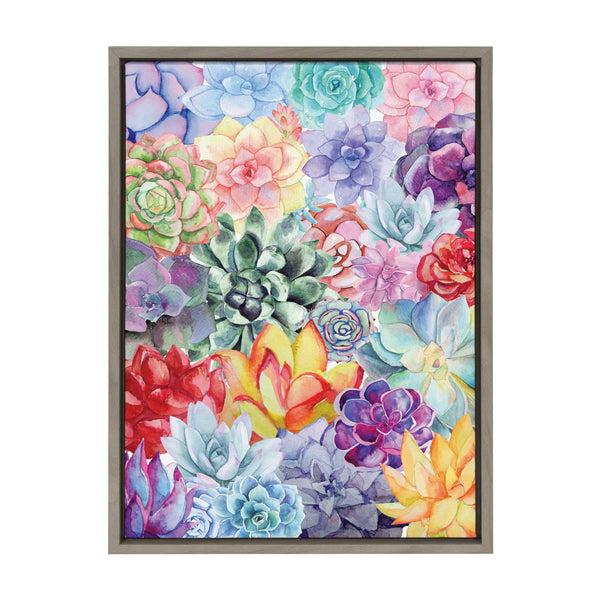 kate & laurel Sylvie Colorful Succulents Framed Canvas by Maja Mitrovic of Makes My Day Happy