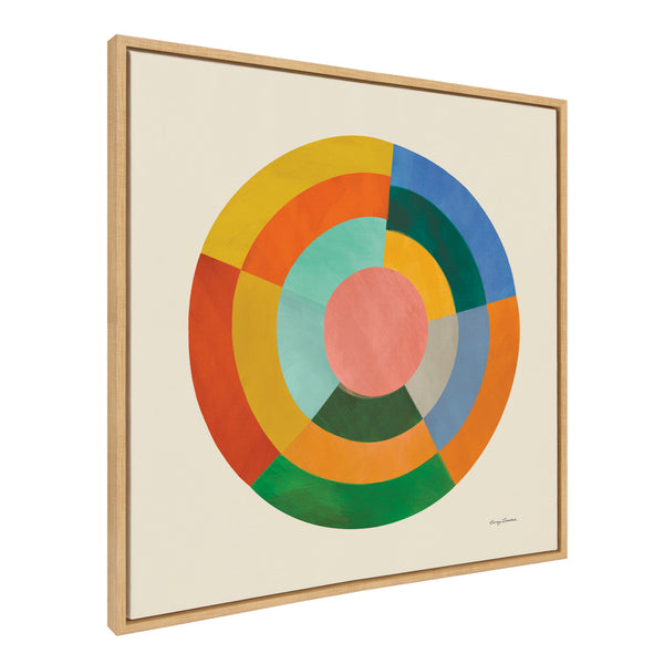Kate & Laurel Sylvie Colorwheel Cream Framed Canvas By Carey Copeland