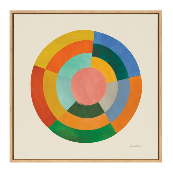 Kate & Laurel Sylvie Colorwheel Cream Framed Canvas By Carey Copeland