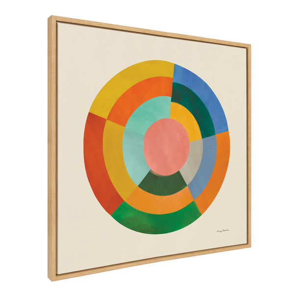 kate & laurel Sylvie Colorwheel Cream Framed Canvas by Carey Copeland