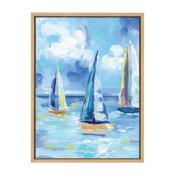 kate & laurel Sylvie Come Sail Away Framed Canvas by Rachel Christopoulos