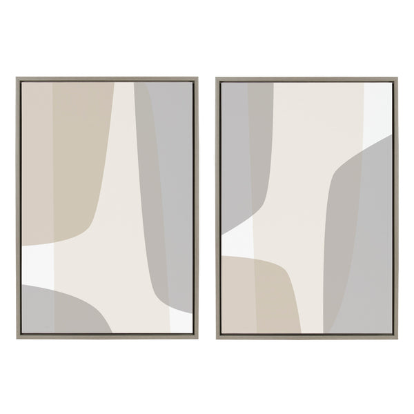 kate & laurel Sylvie Comforting Curves Abstract No 1 and No 2 Framed Canvas by The Creative Bunch Studio