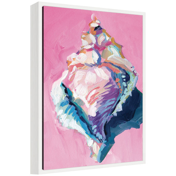 kate & laurel Sylvie Conch Shell Framed Canvas by Rachel Christopoulos