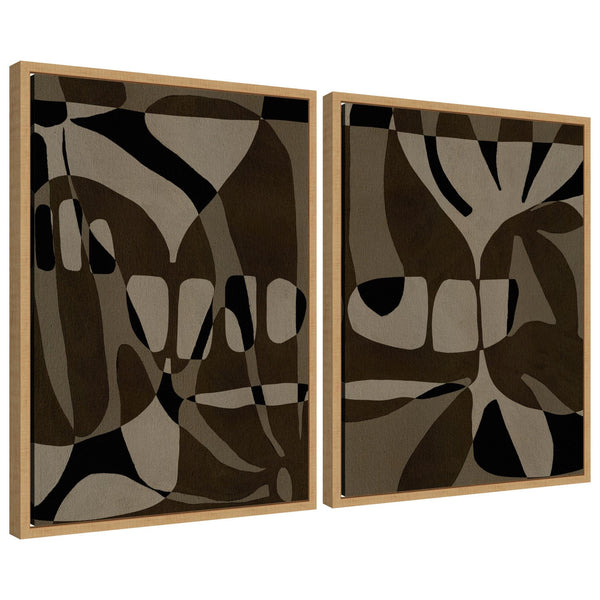Kate & Laurel Sylvie Contour 1 And 2 Framed Canvas Art Set By Shatha Al Dafai