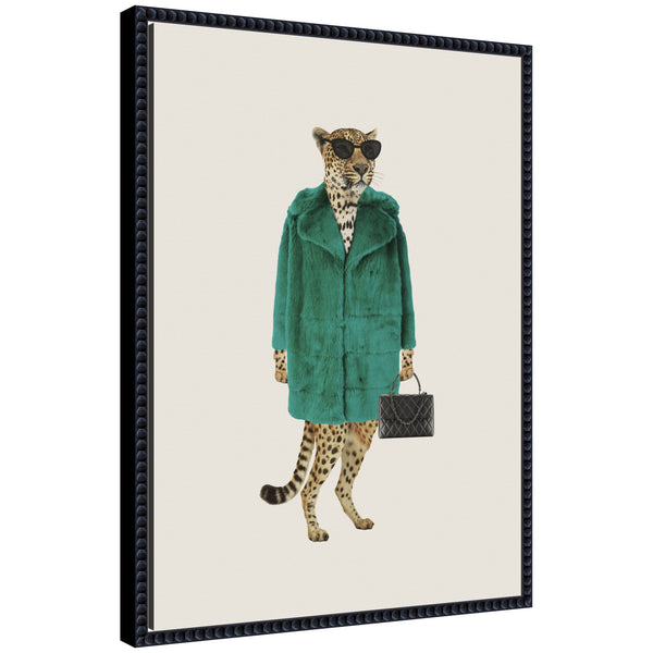 kate & laurel Sylvie Cool Stylish Trendy Leopard Framed Canvas by July Art Prints