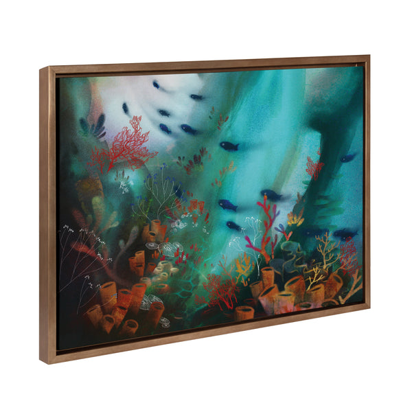 Kate & Laurel Sylvie Coral Cove Framed Canvas By Faryn Hughes