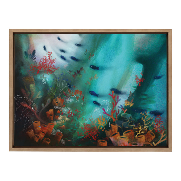 Kate & Laurel Sylvie Coral Cove Framed Canvas By Faryn Hughes