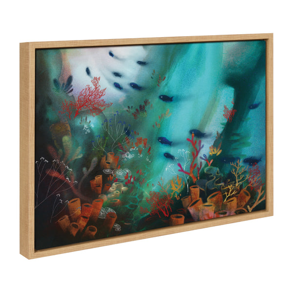 kate & laurel Sylvie Coral Cove Framed Canvas by Faryn Hughes