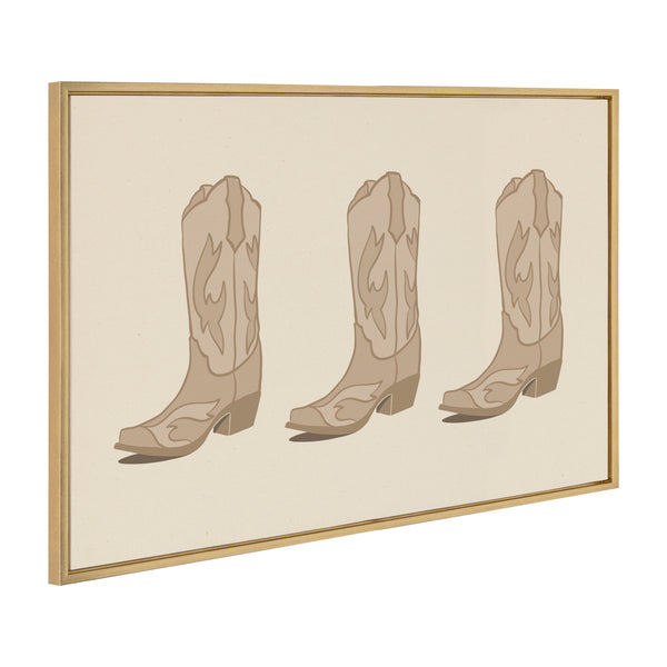 Kate & Laurel Sylvie Cowboy Boots Landscape Framed Canvas By Honey Island Studio