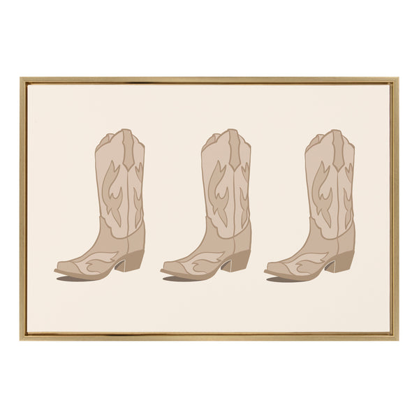 Kate & Laurel Sylvie Cowboy Boots Landscape Framed Canvas By Honey Island Studio