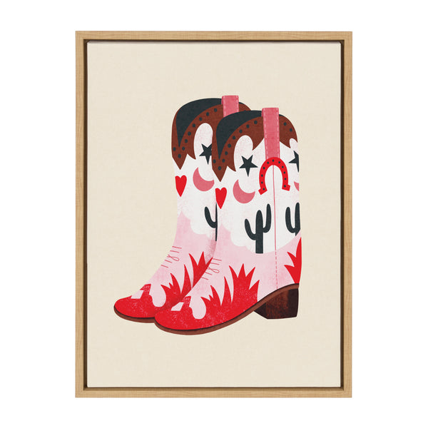 Kate & Laurel Sylvie Cowgirl Boots Framed Canvas By Tània García