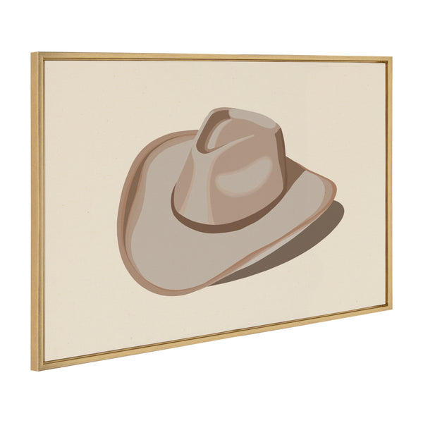 Kate & Laurel Sylvie Cowgirl Hat Landscape Framed Canvas By Honey Island Studio