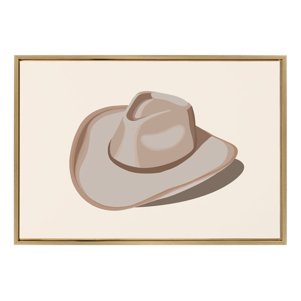 Kate & Laurel Sylvie Cowgirl Hat Landscape Framed Canvas By Honey Island Studio