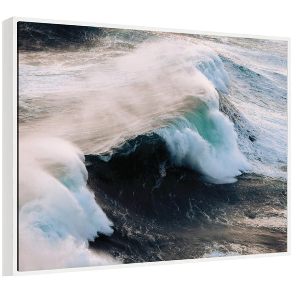 kate & laurel Sylvie Crashing Waves on the Portuguese Coast Framed Canvas by Michael Schauer
