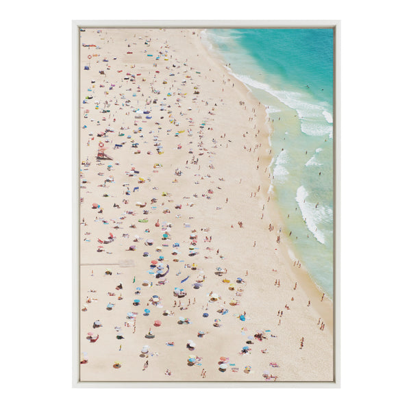 Kate & Laurel Sylvie Crowded Beach From Above Framed Canvas By Amy Peterson Art Studio