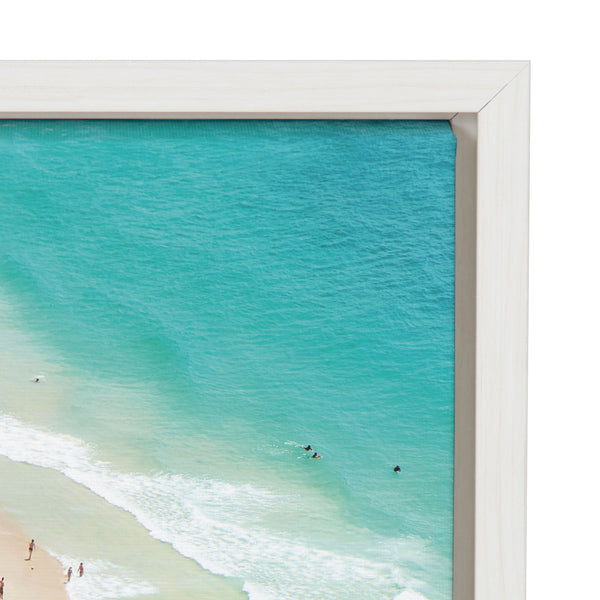 Kate & Laurel Sylvie Crowded Beach From Above Framed Canvas By Amy Peterson Art Studio