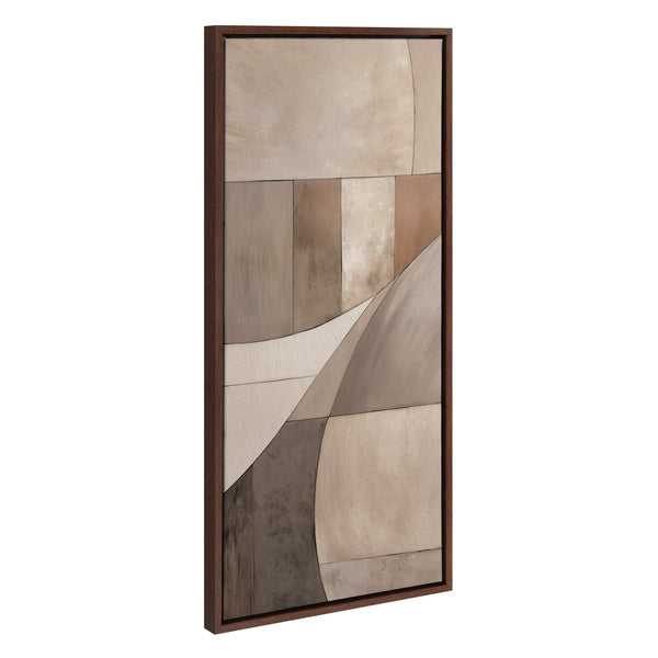 Kate & Laurel Sylvie Curved Grid Abstract On Neutral Linen Framed Canvas By The Creative Bunch Studio