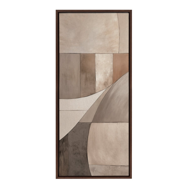 Kate & Laurel Sylvie Curved Grid Abstract On Neutral Linen Framed Canvas By The Creative Bunch Studio