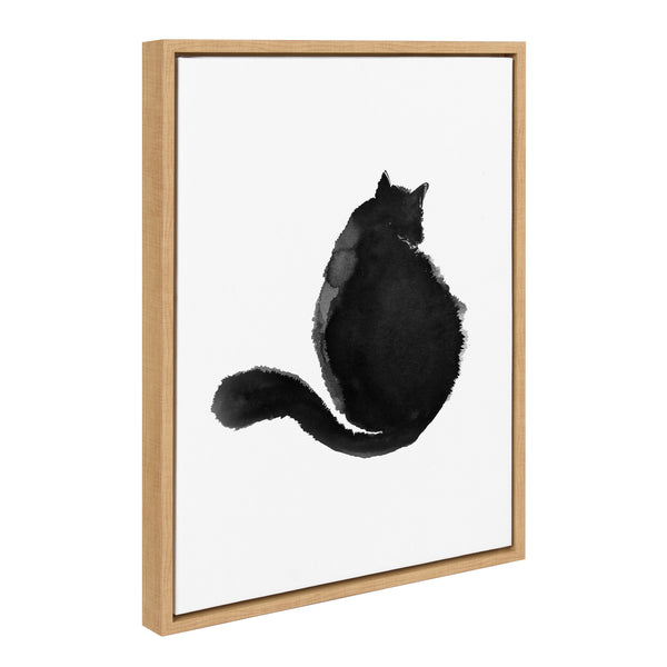 Kate & Laurel Sylvie Cute Cat BW Framed Canvas By Viola Kreczmer