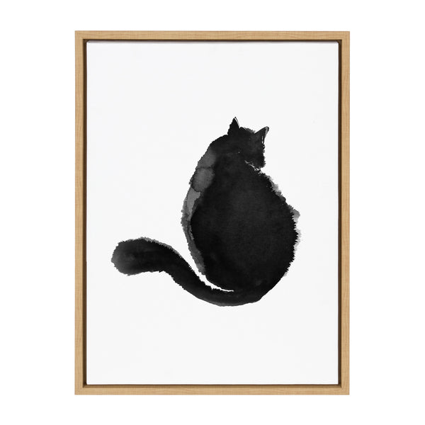 Kate & Laurel Sylvie Cute Cat BW Framed Canvas By Viola Kreczmer