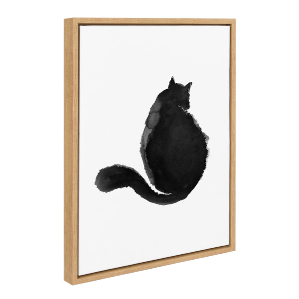 kate & laurel Sylvie Cute Cat BW Framed Canvas by Viola Kreczmer