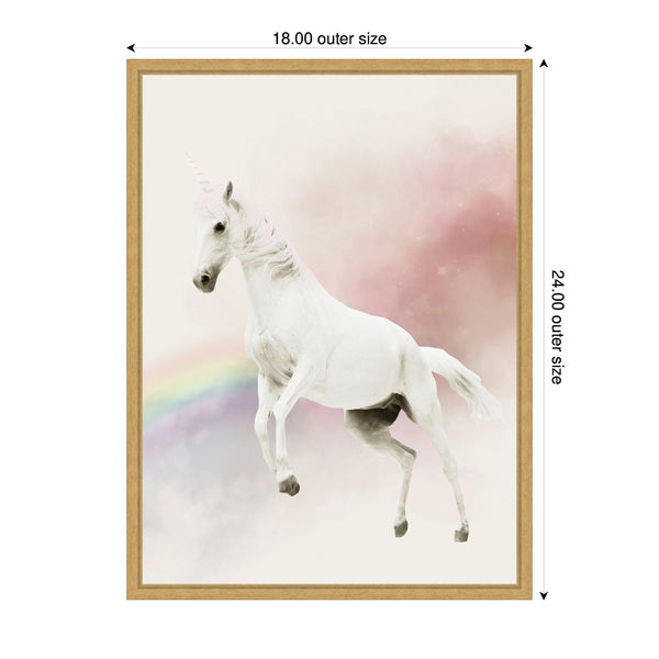 Kate & Laurel Sylvie Cute Unicorn Framed Canvas By July Art Prints