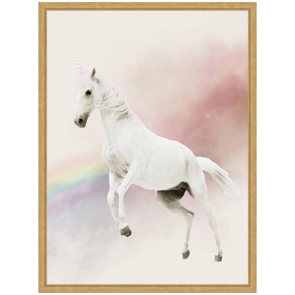 Kate & Laurel Sylvie Cute Unicorn Framed Canvas By July Art Prints