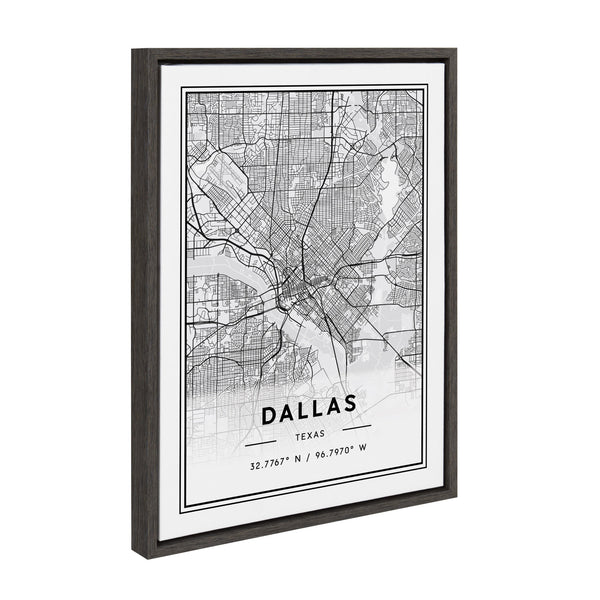 Kate & Laurel Sylvie Dallas Modern Map Framed Canvas By Jake Goossen