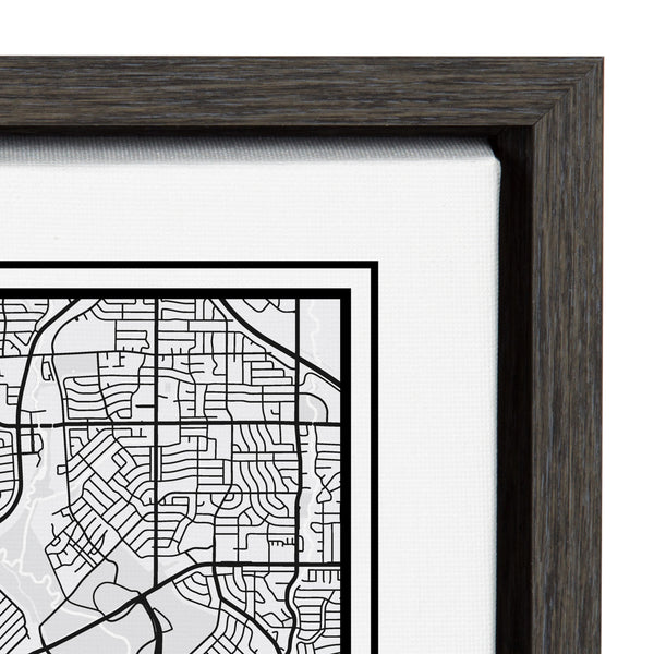 Kate & Laurel Sylvie Dallas Modern Map Framed Canvas By Jake Goossen