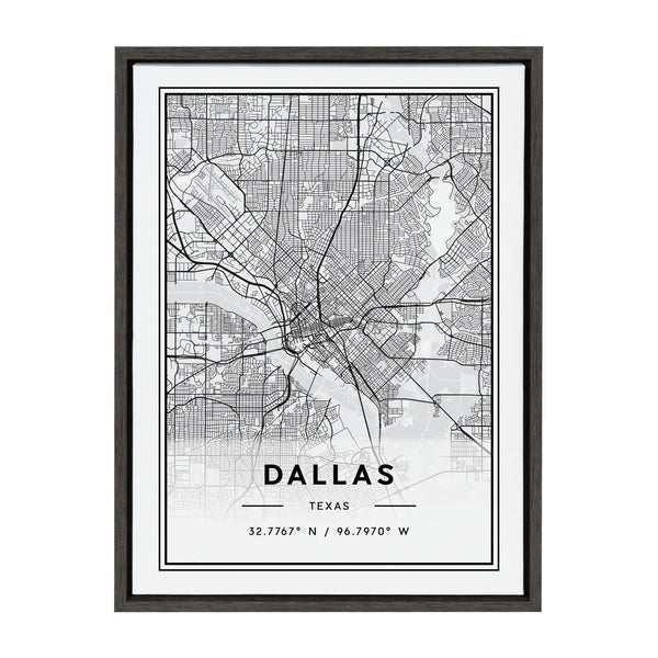 kate & laurel Sylvie Dallas Modern Map Framed Canvas by Jake Goossen