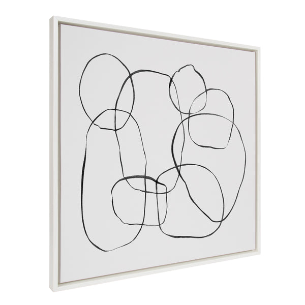 Kate & Laurel Sylvie Dancing Circles Black And Soft White Framed Canvas By Teju Reval Of SnazzyHues