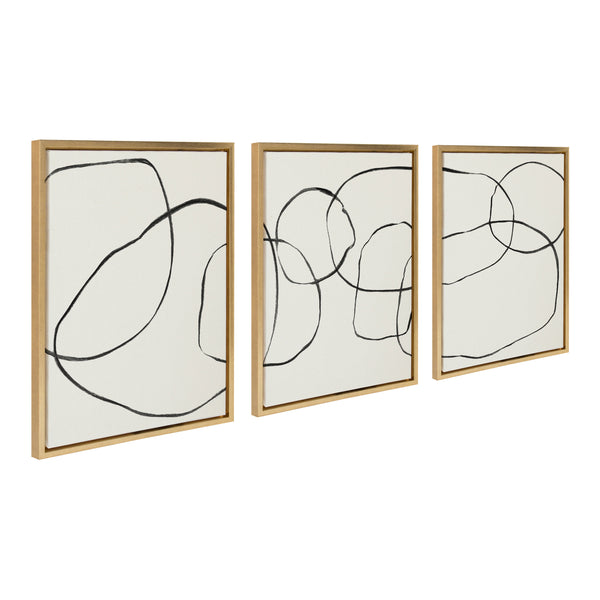 Kate & Laurel Sylvie Dancing Circles BW Framed Canvas By Teju Reval Of SnazzyHues