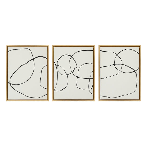 Kate & Laurel Sylvie Dancing Circles BW Framed Canvas By Teju Reval Of SnazzyHues