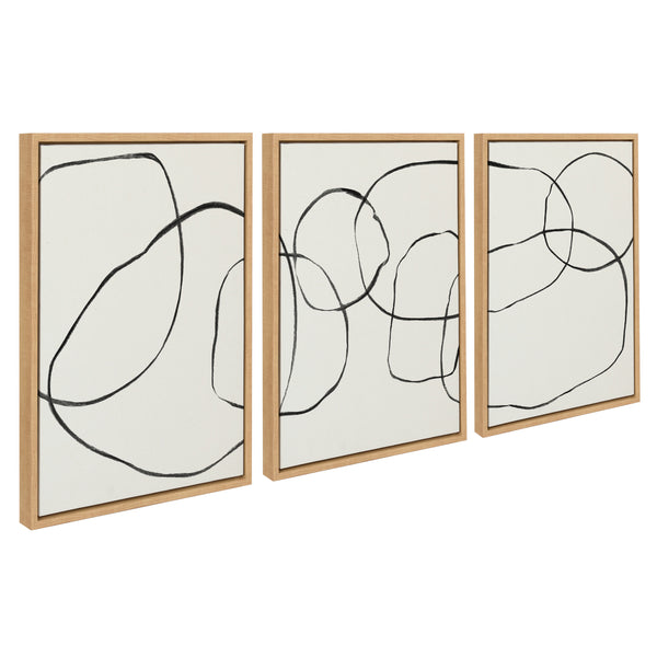 kate & laurel Sylvie Dancing Circles BW Framed Canvas by Teju Reval of SnazzyHues