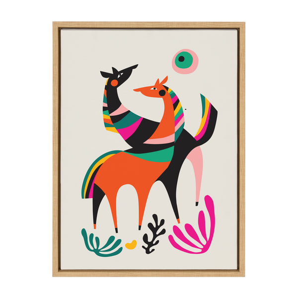 kate & laurel Sylvie Dancing Horses Framed Canvas by Rachel Lee of My Dream Wall