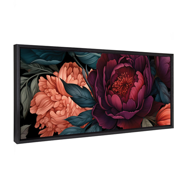 Kate & Laurel Sylvie Dark Academia Floral In Rich Jewel Tones Framed Canvas By The Creative Bunch Studio